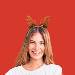 Diadema navide�a de piel de reno con cascabeles. n�1