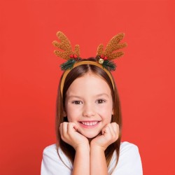 Diadema navide�a de piel de reno con cascabeles. n�3