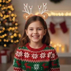 Diadema navide�a de reno con lentejuelas y cascabeles. n�1