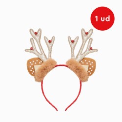 Diadema navide�a de reno con lentejuelas y cascabeles. n�4