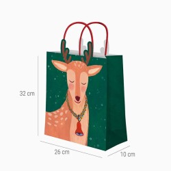 Bolsa de regalo navide�a con dise�o de reno - 32 cm. n�2