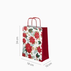 Bolsa de regalo navide�a peque�a con dise�o de flor de Pascua blanca - 24 cm. n�2