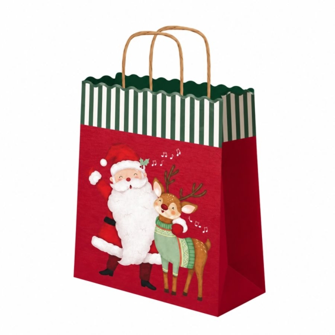 Bolsita de Regalo de Navidad Pap� Noel  /  Reno � 24 cm 