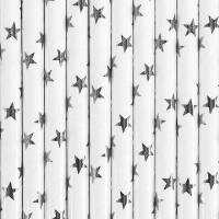 10 pajitas de papel de estrella plateada