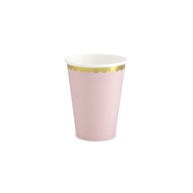 6 vasos rosa beb / dorado 