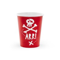 6 vasos piratas rojos