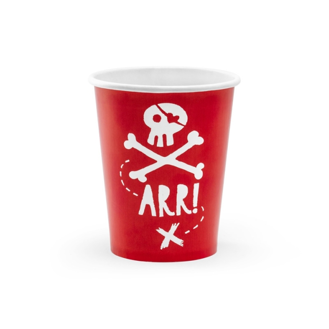 6 vasos piratas rojos 