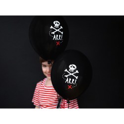 6 globos piratas negros. n1