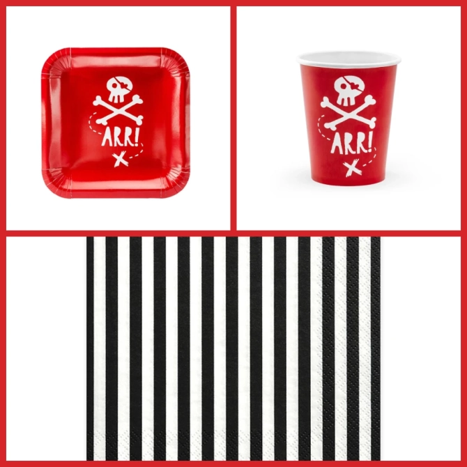 Caja de fiesta pirata roja 
