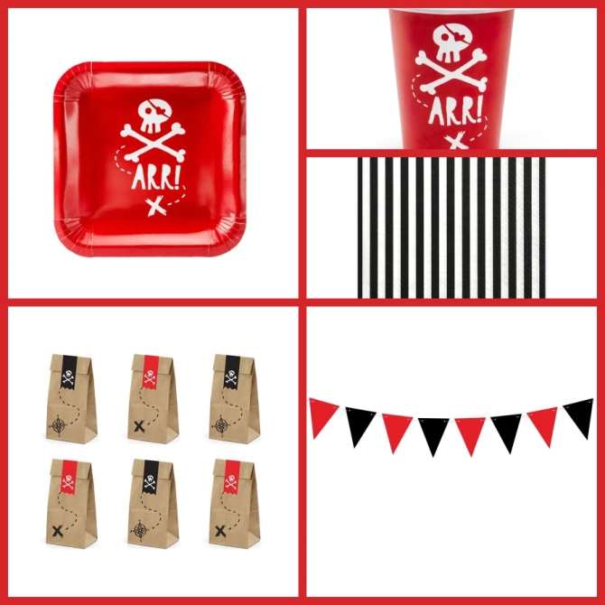 Caja de fiesta pirata roja grande