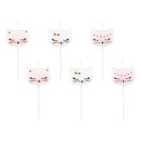 6 Mini Velas Gato Mademoiselle (7 cm)