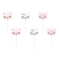 6 Mini Velas Miss Cat (7 cm)