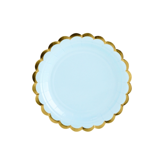 platos pequeos - Azul beb / Oro 