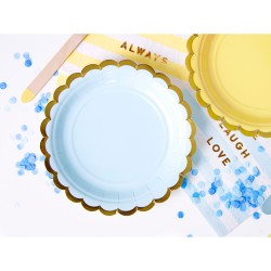 platos pequeos - Azul beb / Oro. n1