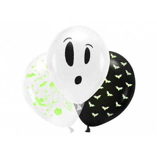 Mezcla de 3 globos fosforescentes BOO! 