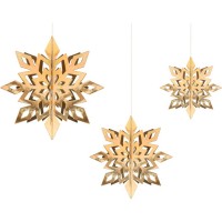 6 decoraciones colgantes de copos de nieve - dorado