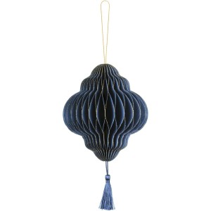 Farol Colgante Nido de Abeja Azul Marino/Dorado - 15 cm