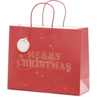 Bolsa de regalo Merry Christmas - Burdeos (20,5 cm)