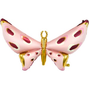 Globo Mariposa Helio Aluminio Rosa/Dorado