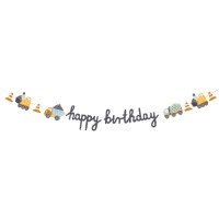 Guirnalda Feliz Cumpleaños Maquinaria de Construcción - 2m