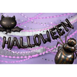 Guirnalda de globos negros de Mylar para Halloween. n4