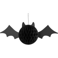 1 Decoración Colgante Murciélago Kawaii Nido de Abeja Negro Ø 45 cm