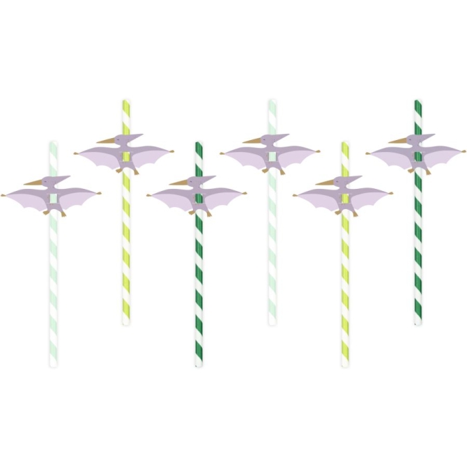 6 pajitas de dinosaurio pterodctilo 