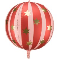 Globo de helio rojo mate con estrellas doradas - 50 cm