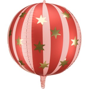 Globo de helio rojo mate con estrellas doradas - 50 cm