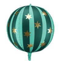 Globo de helio verde mate con estrellas doradas - 50 cm