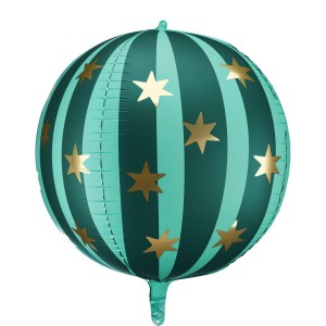 Globo de helio verde mate con estrellas doradas - 50 cm