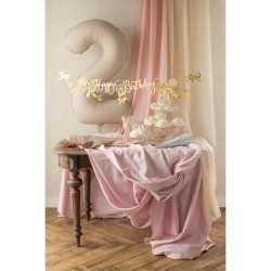 Banner de feliz cumpleaos con flores rosas y doradas - 1, 3 m. n3