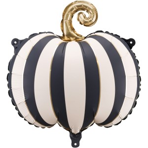 Globo de aluminio de calabaza a rayas negras y crema - 39 cm