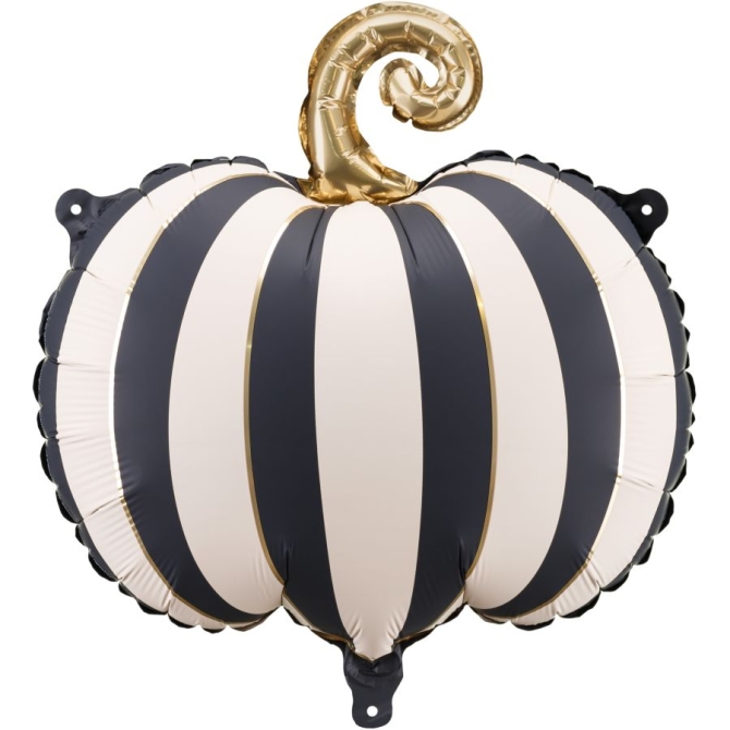 Globo de aluminio de calabaza a rayas negras y crema - 39 cm 