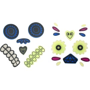 2 kits de pegatinas de gel para rostros del Da de los Muertos que brillan en la oscuridad