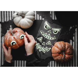 2 kits de pegatinas de gel con forma de calabaza que brillan en la oscuridad. n1