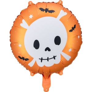 Globo de helio con forma de calavera naranja (35 cm)