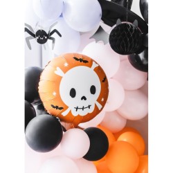 Globo de helio con forma de calavera naranja (35 cm). n1