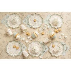 6 platos florales beige - Detalles dorados brillantes. n1
