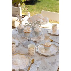 6 platos florales beige - Detalles dorados brillantes. n2