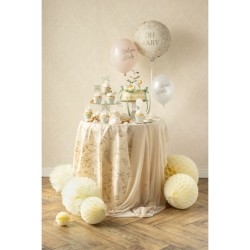 Mantel floral beige. n3
