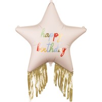 Globo de helio - Estrella con flecos Feliz cumpleaos - 72 cm