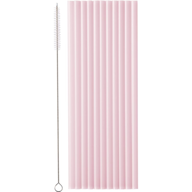 12 Pajitas de Plástico - Rosa - 23 cm