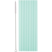 12 Pajitas de Plstico - Verde - 23 cm
