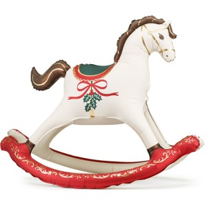 Globo gigante de aluminio con forma de caballo balancín navideño (118 cm)