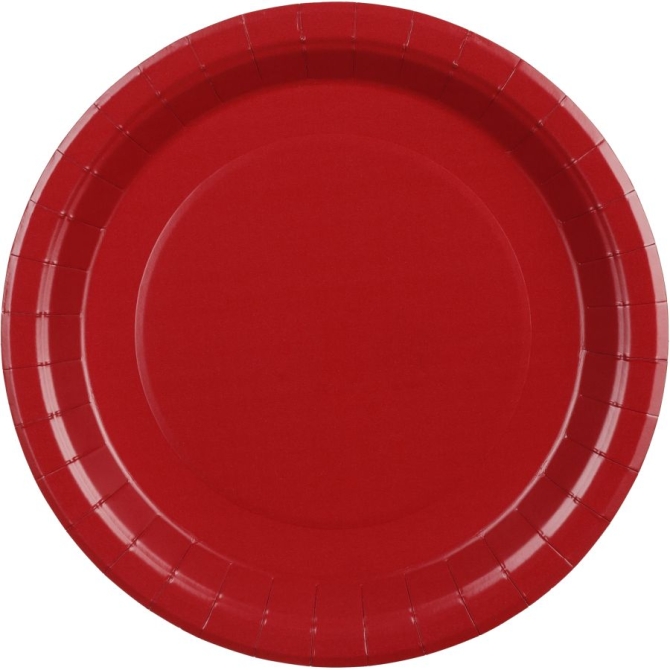 6 Platos Rojo Burdeos Ø23 cm - Cartón