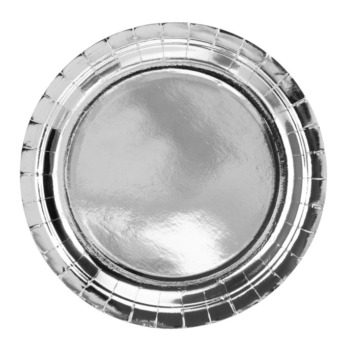 6 Platos de Plata �23 cm - Cart�n 