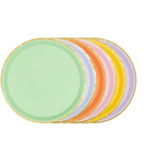 6 Platos Mixtos con Bordes Dorados �23 cm - Cart�n