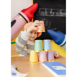 6 Copas Mixtas con Bordes Dorados,  22 cl - Cart�n. n�9