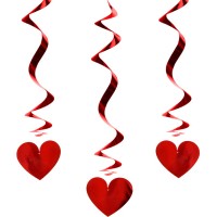 3 guirnaldas en espiral - Corazones rojos